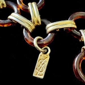 YVES SAINT LAURENT- c.1960's Tortoise Lucite Chain Belt Adjustable YSL